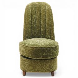 Art Deco mid 20th century bedroom chair upholstered in green crushed velvet