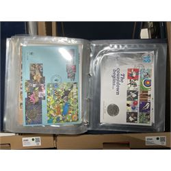 Approximately one hundred and fifteen Royal Mint coin covers, in two ring binder folders and loose, together with approximately 53 grams of Great British pre-1920 and approximately 68 grams of Great British pre-1947 silver threepence coins, and a small quantity of further pre-decimal coins