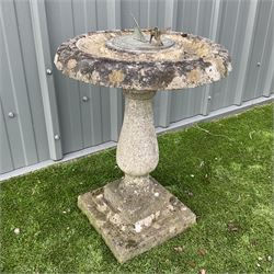 Cast stone sun dial on pedestal base - THIS LOT IS TO BE COLLECTED BY APPOINTMENT FROM DUGGLEBY STORAGE, GREAT HILL, EASTFIELD, SCARBOROUGH, YO11 3TX