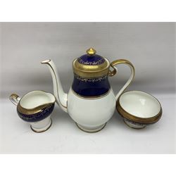 Aynsley Georgian Cobalt pattern coffee service, pattern no 7348, comprising twelve coffee cans and saucers, coffee pot, open sucrier and milk jug, all with printed mark beneath