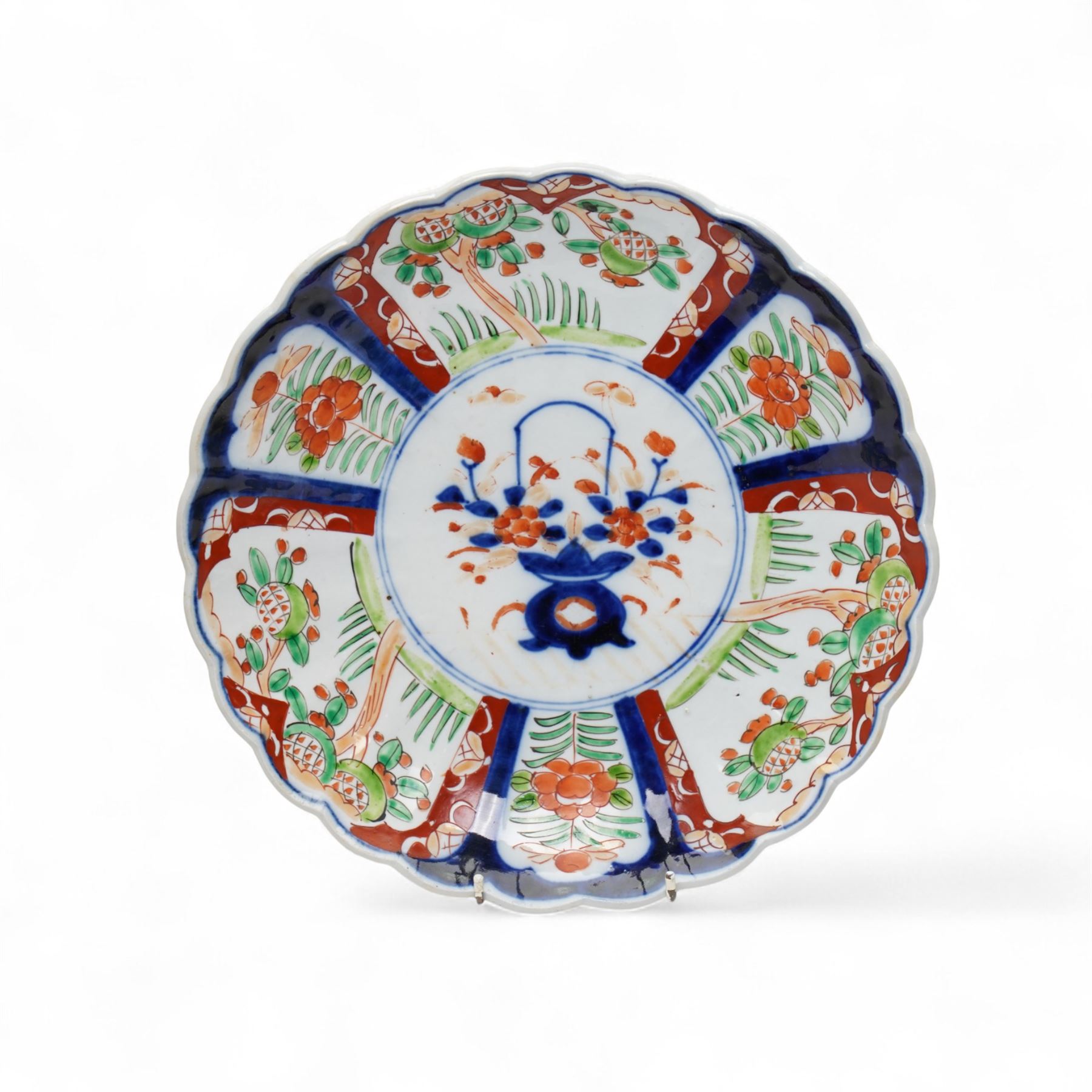 Two vases decorated with Fountains Abbey and Melrose Abbey, Imari charger and various Wedgwood jasperware items, in one box