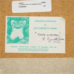 Liz Garnett Orme (British Contemporary): 'Grey Wagtail', gouache signed and dated 1992, 17cm x 13cm