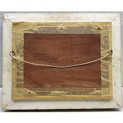 Laszlo Ritter (Hungarian 1937-2003): 'Five in a Boat', oil on canvas board signed, titled verso 29cm x 39cm