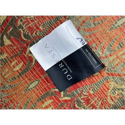 Duresta - 'Beaminster' grande two-seat sofa, traditional shape with rolled arms, upholstered in 'Althorp' russet and stone floral pattern fabric, on turned feet with brass castors
