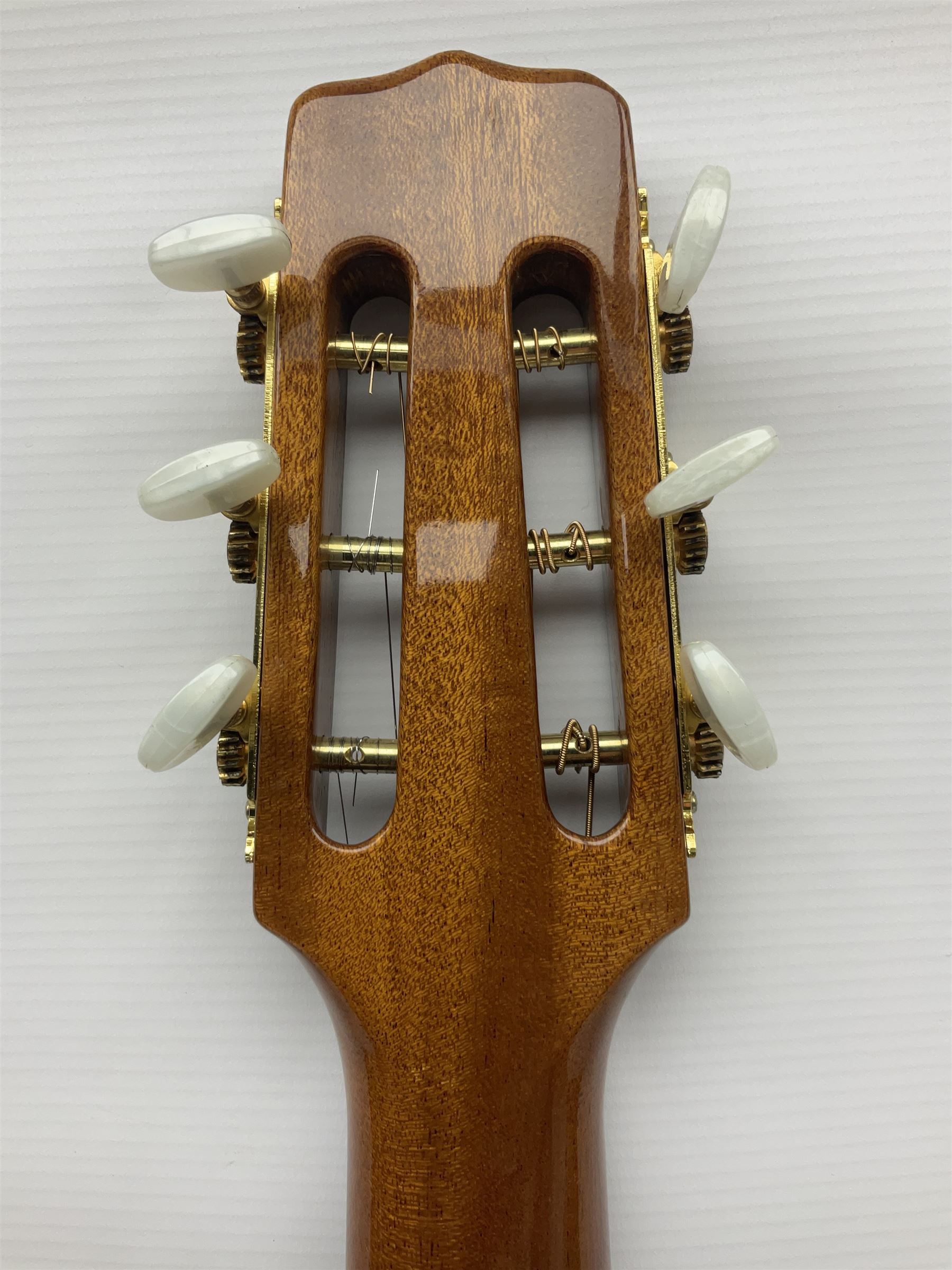 Spanish Gitano Manuel Rodriguez EMC1 Maccaferri acoustic guitar, c2000, the cedar top with D-hole, L98cm overall; in lightweight hard carrying case.