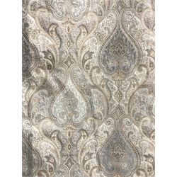 Pair lined curtains in light blue paisley patterned fabric, W220cm, Drop - 227cm