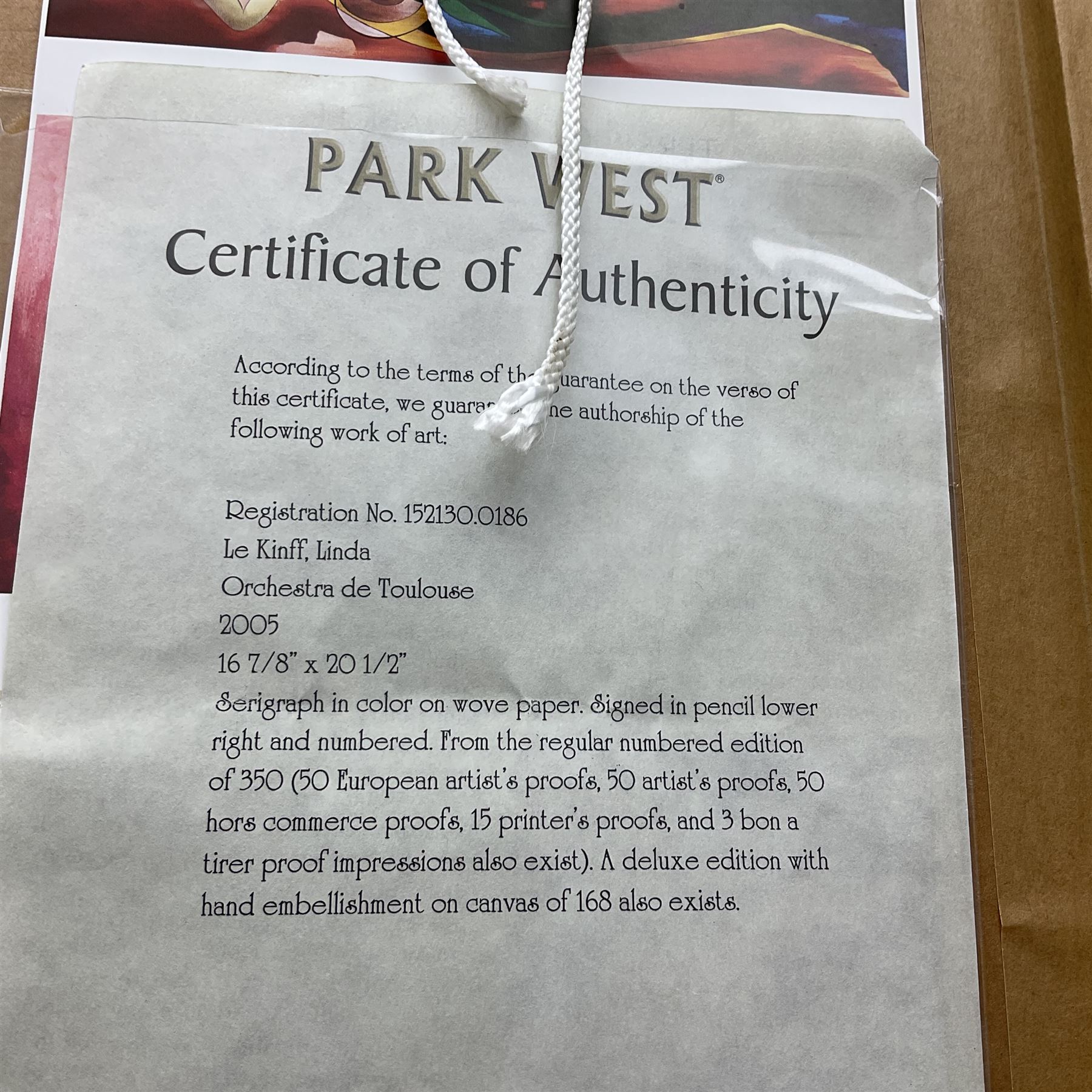 Linda Le Kinff (French 1949-): 'Ingredients' and 'Orchestra de Toulouse', pair limited edition colour serigraphs signed in pencil and numbered 200/350 and and European Artist Proof 25/50, respectively 43cm x 52cm (2)