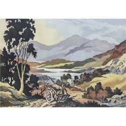 James Priddey (British 1916-1980): 'Snowdon from Capel Curig', colour etching with aquatint signed and titled with Warwick Galleries artists proof blind stamp 30cm x 40cm 
