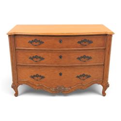 And So To Bed - 'Louis XV' large cherrywood chest, bowed shaped top above three long gradu...