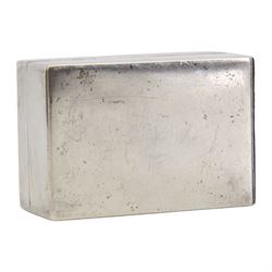 Victorian silver travelling desk compendium, of plain rectangular form, the hinged cover opening to reveal a fitted gilt interior containing inkwell, vesta case, fold down candle holder and seal tray, hallmarked Thomas Johnson I, London 1871, also bearing retailer mark for Asprey Bon Street, H3.5cm W8cm D5.5cm