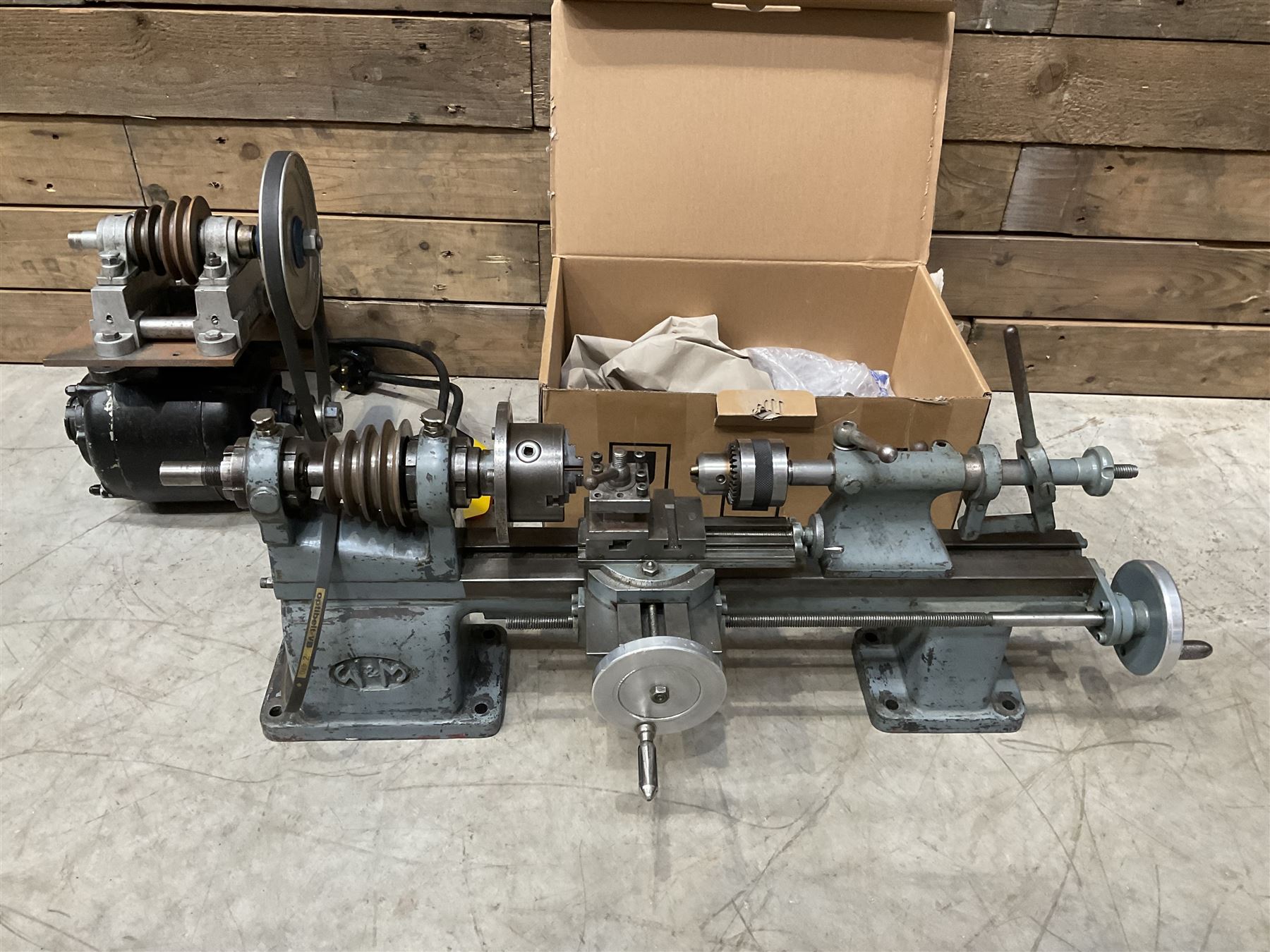 WM precision lathe with Thompson Houston electric motor together with Alfred Herbert die head and bits