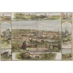 John Scott (British 1774-1827) after JMW Turner (1775-1851): Harewood House, hand-coloured engraving pub. 1816; 'The Queen's Visit to Leeds', hand-coloured engraving pub. Illustrated London News, 1858; and a further hand-coloured engraving of Harewood House, max 36cm x 54cm (3)