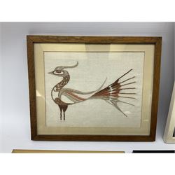Mexican School (20th century): Birds of Paradise, pair Amate bark paintings together with four further pictures of birds max 31cm x 23cm (6)