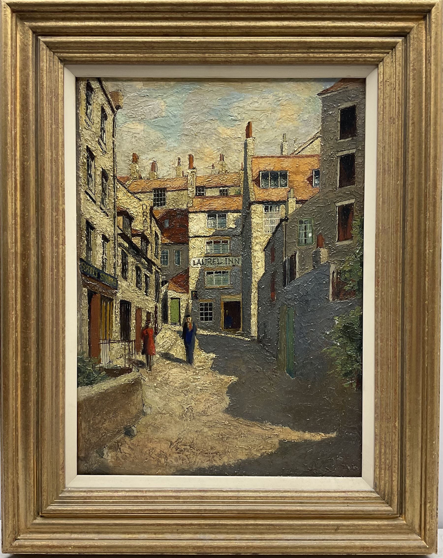 English School (20th century): 'The Laurel Inn - Robin Hoods Bay', oil on board unsigned 52cm x 37cm