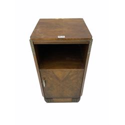 Early to mid 20th century Art Deco walnut bedside cupboard (W36cm, H69cm, D35cm)
