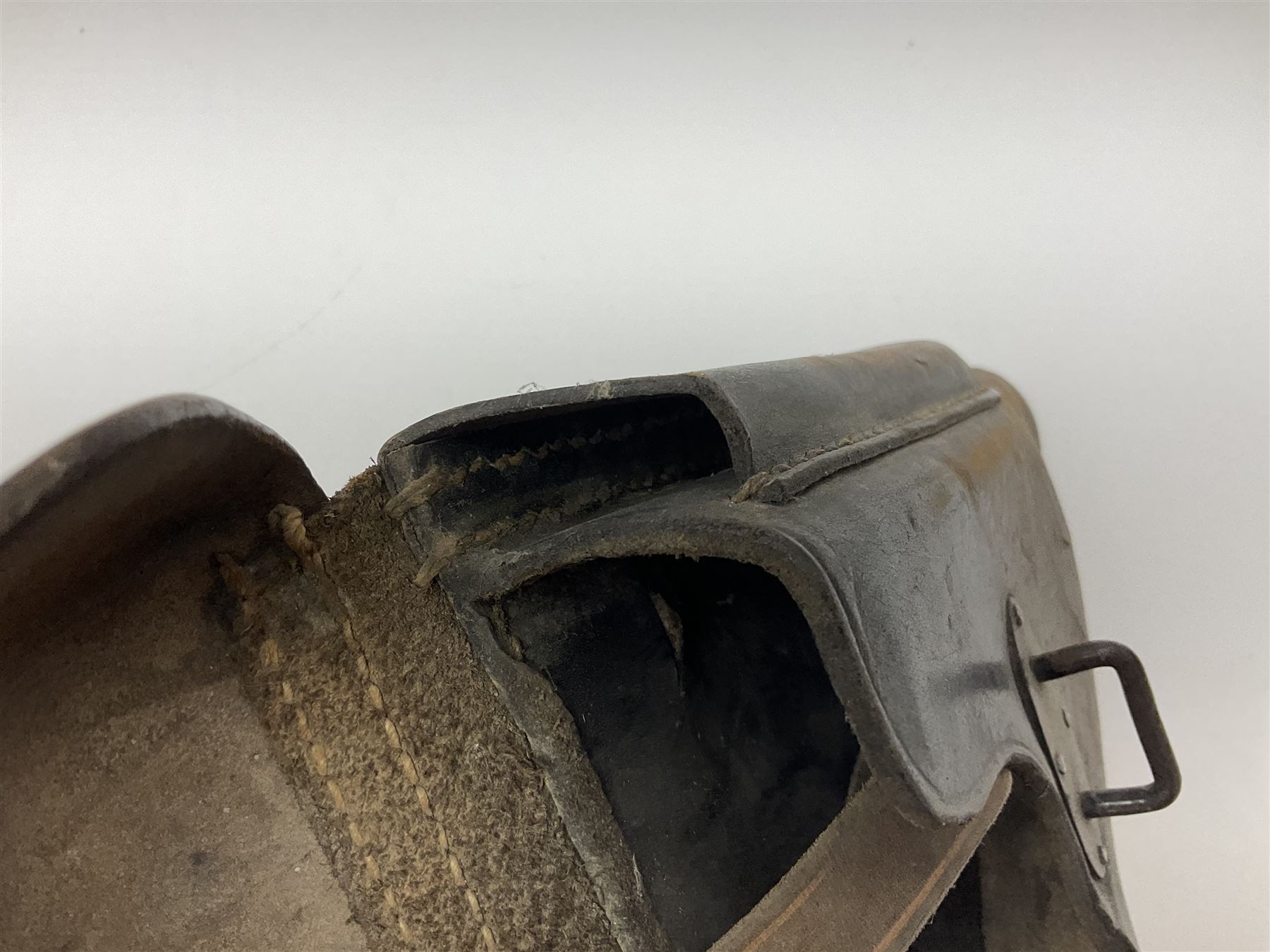 WWII German brown leather holster with side magazine pouch for a Walther P.38 semi-automatic pistol, stamped P38 and OWX 1941 on back L24.5cm