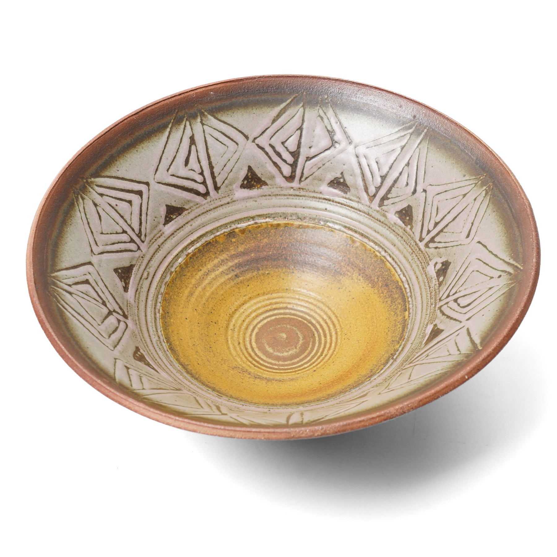 Eric and Meira Stockl of Helyg pottery, Addingham - two studio pottery bowls, larger D40cm (2)