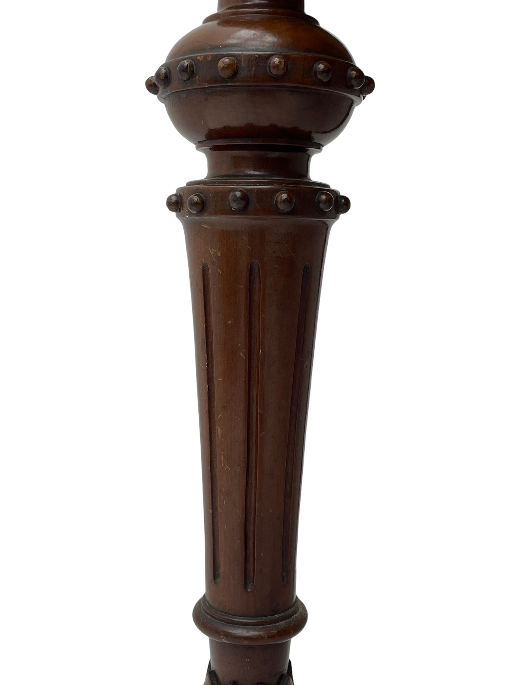 Victorian figured mahogany two-piece bedroom set - the washstand with white and black marble moulded top with arched back and raised shelf, two moulded frieze drawers, on turned and fluted supports with brass and ceramic castors (W123cm, D60cm, H102cm); the dressing table with raised swing mirror in moulded frame with shell and scroll carved pediment, on scrolled horns carved with foliage, four raised trinket drawers over moulded rectangular top, fitted with two drawers, on turned and fluted supports with brass and ceramic castors (W122cm, H177cm, D62cm)