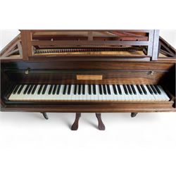 Early 19th century Grand Piano by John Broadwood & Son, London serial No 7695, 1820.
Early straight strung Regency Grand Piano, part re-furbished and re-strung, soundboard with some small cracks, bridges good, action and damping responsive but requirering adjustment in places, English grand action with a six octave keyboard, with 73 keys C1-C7, with Ivory naturals and ebony sharps, Lyre with sustain and una-chorda pedals, satinwood case with ebony inlay and crossbanding, adjustable open lattice music desk, raised on four turned legs with castors. In 1818 two years before this piano was manufactured, a similar piano of this design was presented to Beethoven by Thomas Broadwood.

 You can find and listen to examples of Alan Cuckston playing this particular Broadwood Grand in the links below:

Piano Sonata in F Sharp Minor Op.49 - 'Sonate Mélancolique' by Ignaz Moscheles
Piano Sonata in E Flat Major Op.1 No.1 by John Field


Given the intricate nature of these historic instruments, specialist support will be available if required, to assist successful buyers with safe removal and onward handling. Price upon application.


This item has been registered for sale under section 10 of the APHA Ivory Act Reference LD2EPXNB