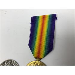 WW1 British War Medal awarded to 28885 Pte. A. Hey R. War. R.; WWI Victory Medal awarded to 7633 Pte. E. Edwards L'Pool R.; two WWII medals; Royal Navy Temperance Society Medal; Services Rendered badge No.B55177; and Home Guard lapel badge