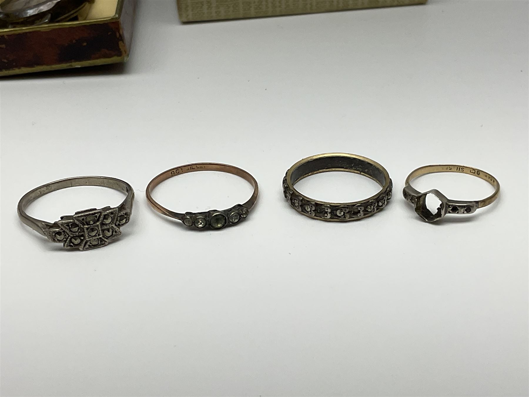 Victorian and later 9ct gold jewellery including glazed photo pendant, three gold cased wristwatches, signet ring and a cameo brooch, all hallmarked and silver jewellery including fobs, wristwatch, brooches and rings etc 