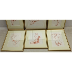  Peter Collins (British 1923-2001): Female Nude Studies, six sanguine sketches unsigned, max 23cm x 21cm  Provenance: from the artist's studio sale, Reeman Dansie 2017, then with Sulis Fine Art  