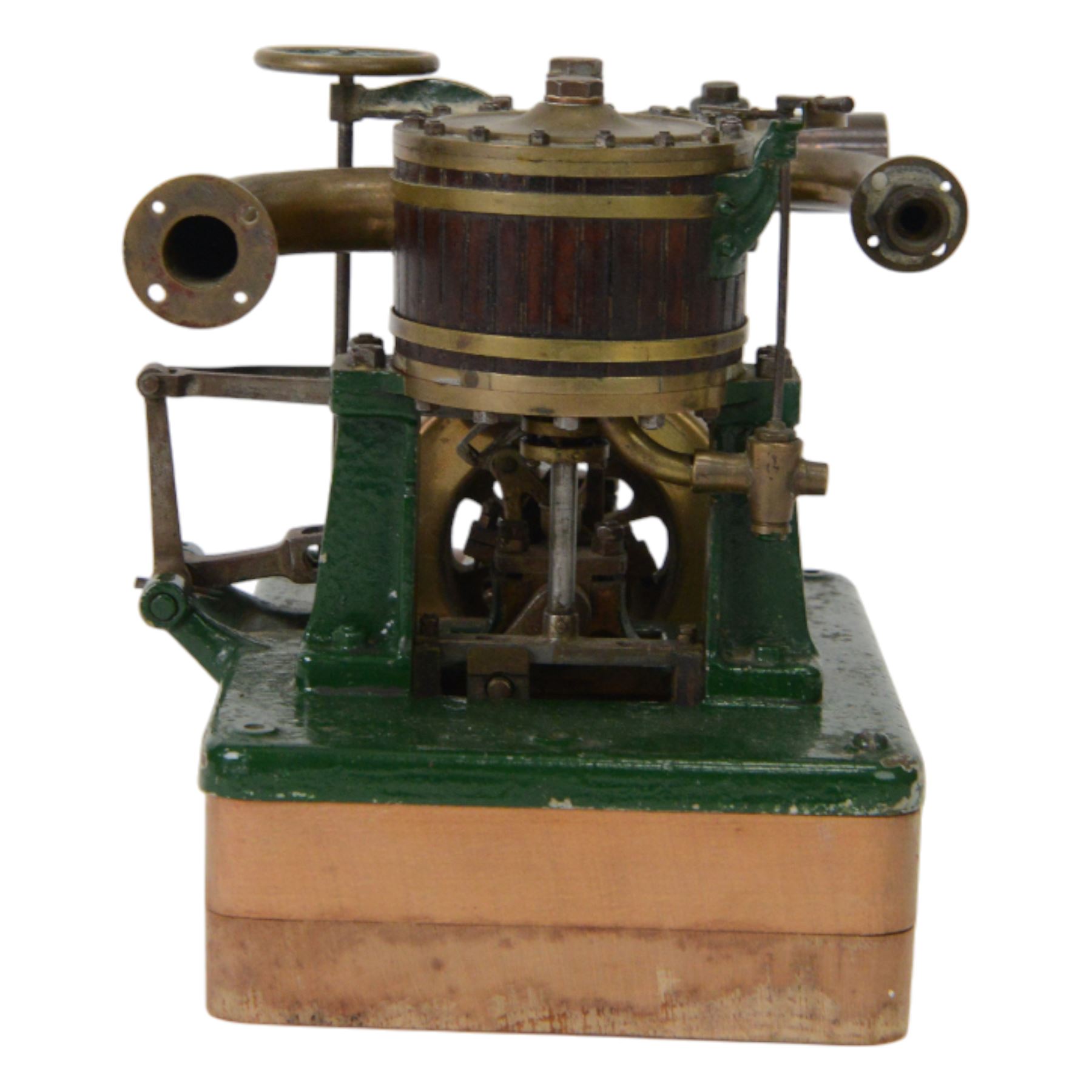 Scratch built single cylinder stationary steam engine, with Stephenson's link motion, circa 1900, H16cm