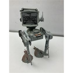 Star Wars - four space/land vehicles comprising Millenium Falcon with hinged top and figures; TIE Fighter; X-Wing Fighter with pilot; and AT-ST 'Chicken Walker' transporter; all unboxed (4)