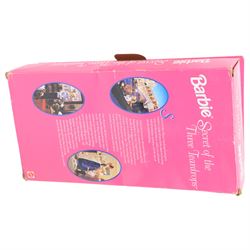 Seven Mattel Collector's Edition Barbie dolls, including Great Eras Victorian Lady, Great Eras Elizabethan Queen, Great Eras Medieval Barbie, Victorian Ice Skater, Avon Mrs PFE Albee Barbie, Hallmark Special Edition Fair Valentine, Secret of the Three Tearpdrops, five boxed