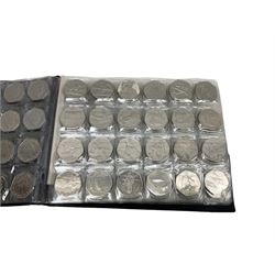 Mostly Great British Queen Elizabeth II commemorative coins from circulation, including full set of twenty-nine 2011 Olympic Games fifty pence pieces, the Snowman 2018, 2019 and 2020 fifty pences, two 2018 and two 2019 Paddington fifty pences, 2016, 2017 and 2018 Beatrix Potter fifty pences, 2020 Winnie the Pooh, 2020 Diversity Built Britain, 2020 Peace Prosperity and Friendship with all Nations etc (eighty-one GB commemorative fifty pence coins in total), small number of Isle of Man, Falkland Islands etc, four 2002 Manchester Commonwealth Games two pound coins, 2006 Brunel two pounds, 2009 Charles Darwin two pounds, 2011 Mary Rose two pounds etc (thirty-seven GB commemorative two pound coins in total), 1986, 1989 and 1995 two pound coins, Bailiwick of Guernsey 1998 two pound coins etc, housed in a ring binder folder