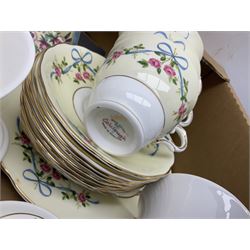 Royal Worcester miniature loving cup, Royal Doulton Wendy figure HN 2109, Lladro dish, two Giuseppe Armani figures, Staffordshire style figural vase, Crown Devon Fieldings blush ivory ewers and twin handled vases, Villeroy & Boch, Royal Doulton, Carlton Ware, Masons ironstone, other ceramics, teawares etc in four boxes