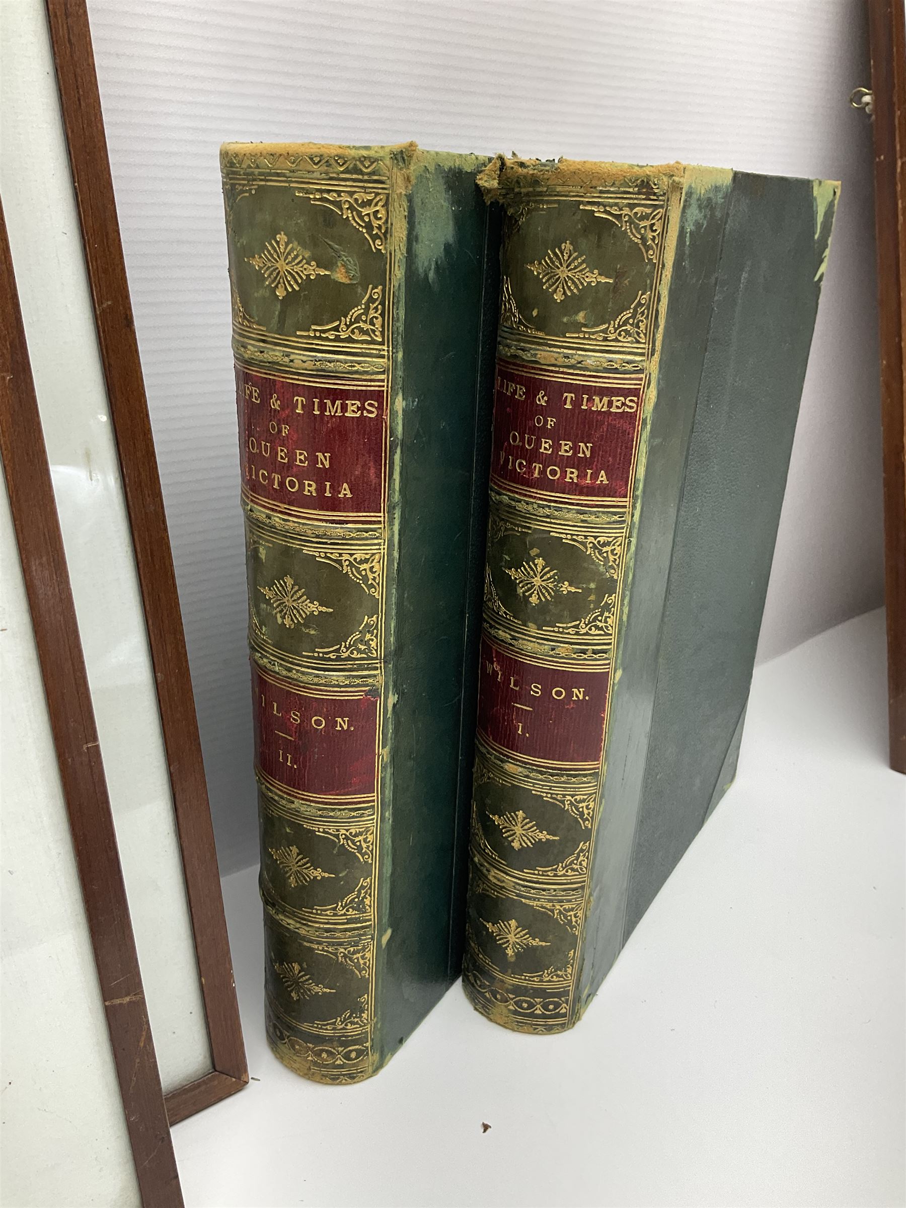 Three L Ruet etchings, together with two volumes of The Life and Times of Queen Victoria by Wilson 