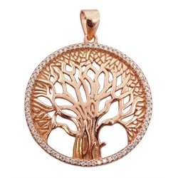  Rose gold on silver tree of life pendant, stamped 925   