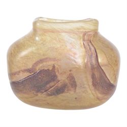 20th century, Studio glass vase, of rectangular form, with swirls on a mottled ground, etched signature Jambier 88 Eze Village beneath, W22cm H16cm