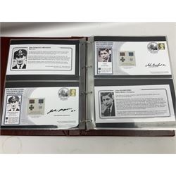 Album containing over seventy Victoria Cross and George Cross related First Day Covers, Medal Covers, Coin Covers, PHQ cards and postcards, Presentation Packs etc; some bearing signatures of the recipient.