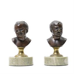 After Jean Antoine Houdon (French 1741-1828): 'Jean qui pleure' and 'Jean qui rit', laughi...