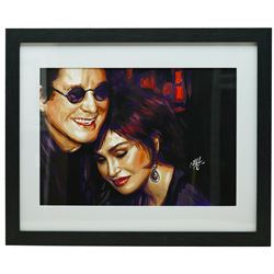 E A Chernenko (Ukrainian contemporary): Sharon and Ozzy Osbourne - Pop Art, acrylic on paper signed, certificate of authenticity verso 29cm x 41cm