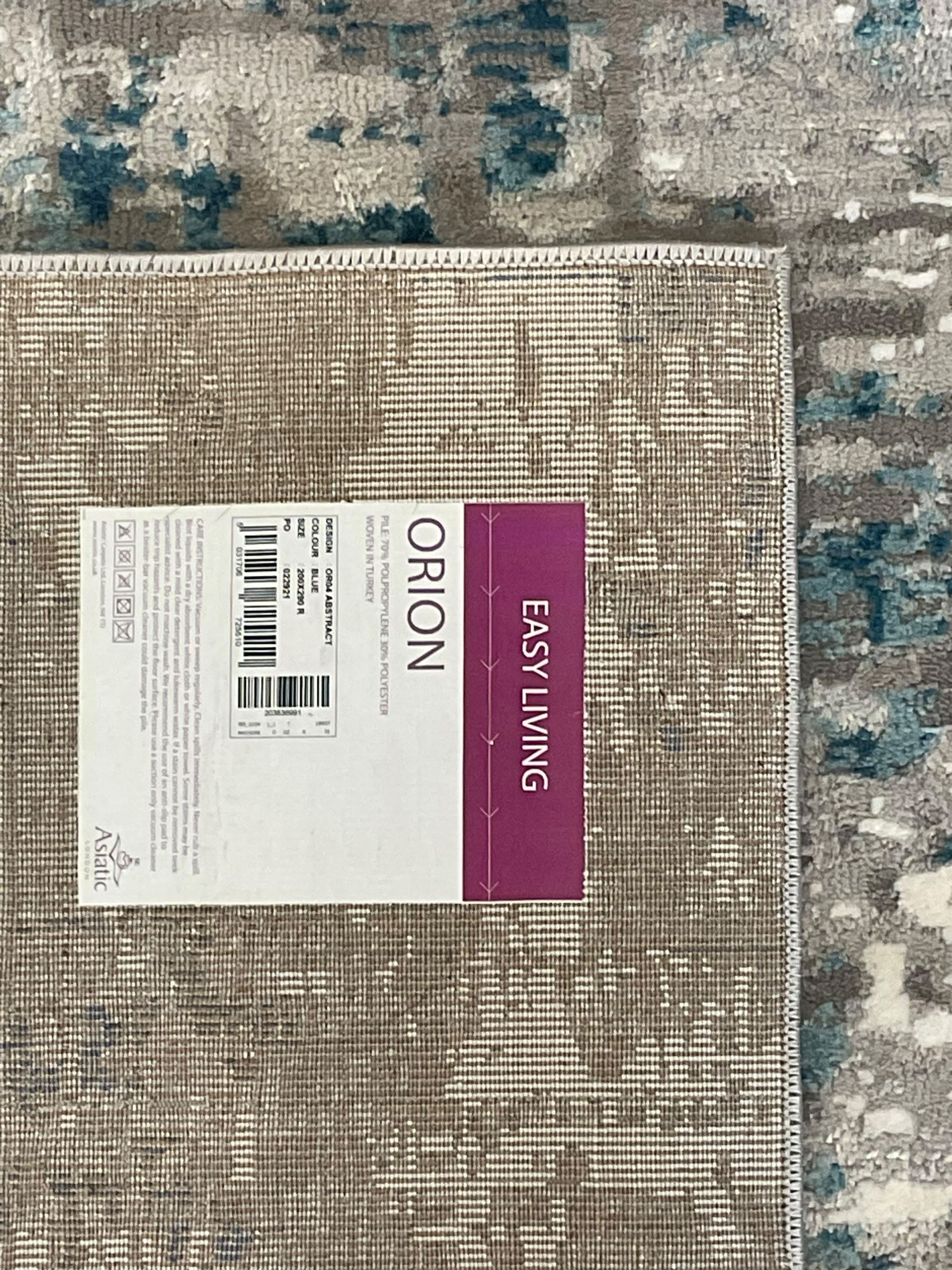 Contemporary abstract rug in blue and grey shades 