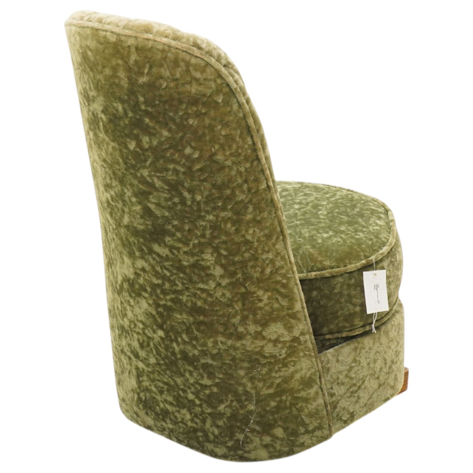 Art Deco mid 20th century bedroom chair upholstered in green crushed velvet