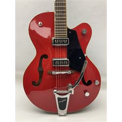 Gretsch Electromatic semi-acoustic guitar model G5129 in black and red with Bigsby tremolo, serial no.KS05063904; L105cm; in fitted hard carrying case