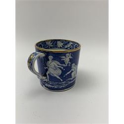 Early 19th Century Spode coffee can and saucer, decorated in the Love Chase pattern, coffee can H6.5cm, saucer D14cm