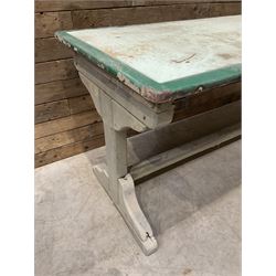 Early 20th century painted wood and enamel Military folding campaign table