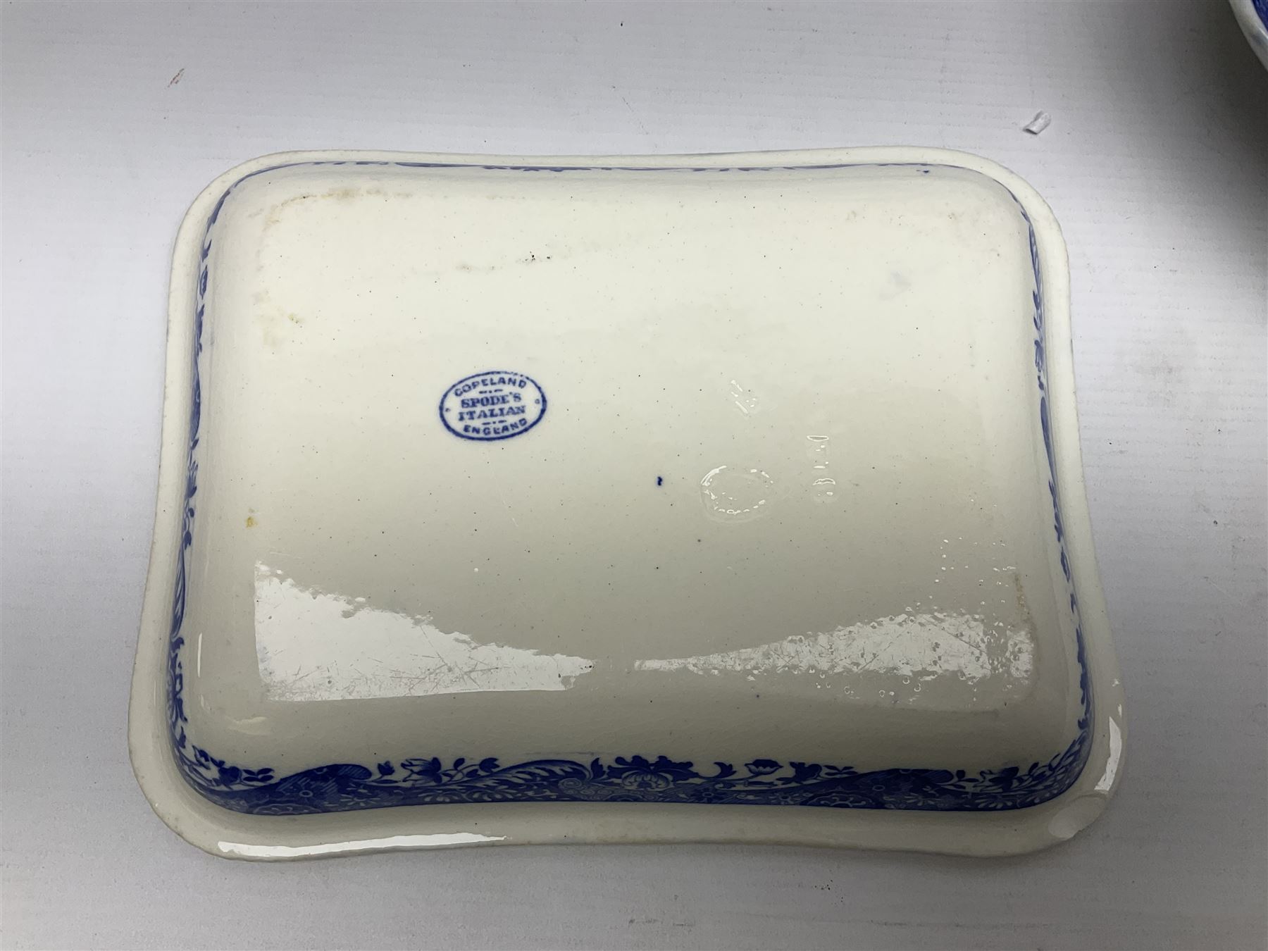 Copeland Spode Italian pattern tea and dinner wares, including hor d'oeuvres dish, tureen and cover, coffee pot, six coffee cans and saucers, etc, all with blue printed marks beneath (40)