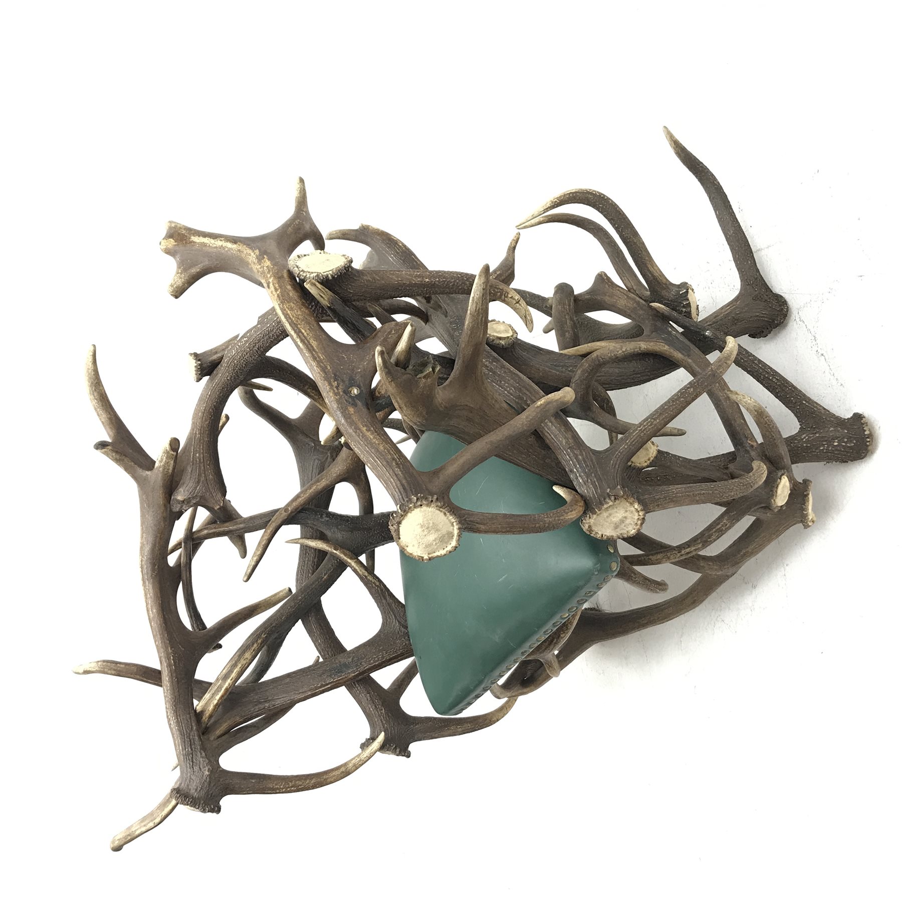 Red Deer Antler armchair,  constructed from entwined Antlers, over a leather upholstered studwork seat, W133cm, H100cm x D115cm 