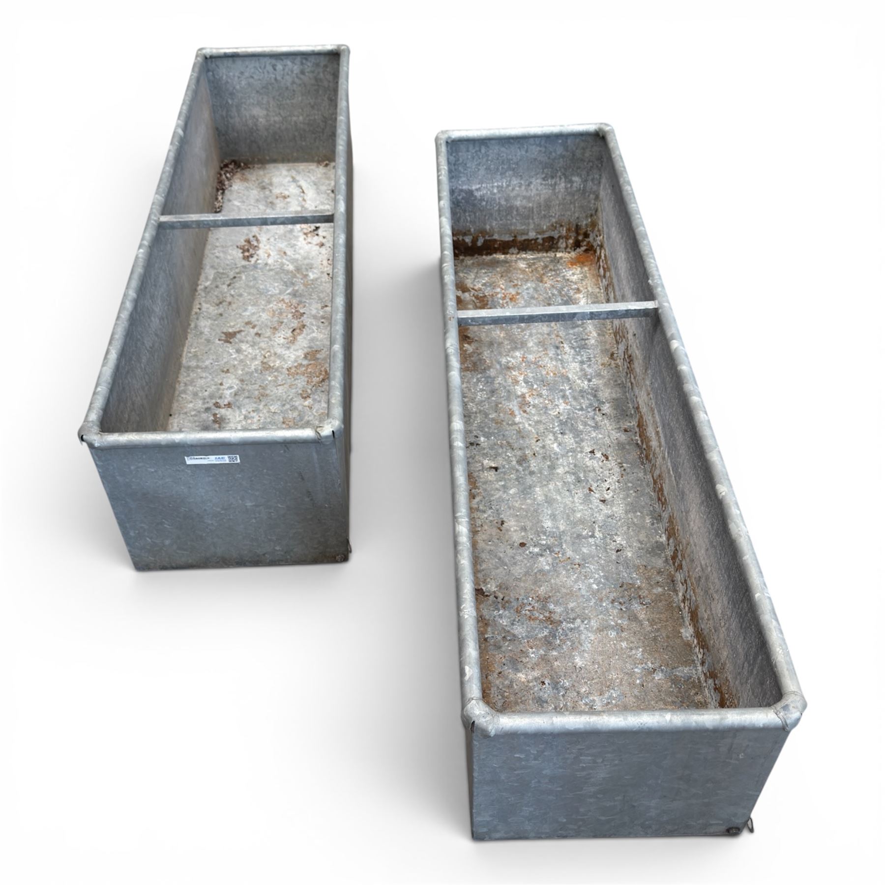 IAE - two galvanised water troughs with taps