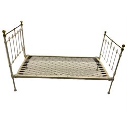 Victorian brass and painted iron single bedstead
