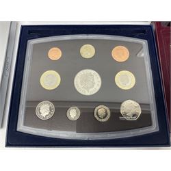 Four The Royal Mint United Kingdom proof coin collections, dated 2000, 2001, 2002 and 2003, all in display boxes with certificates