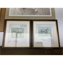 Pair of framed horse racing prints, A National Candidate and A Bona Fide Fox Chaser, together with seven other framed prints 