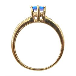 9ct gold opal ring, with cubic zirconia set shoulders, stamped 375