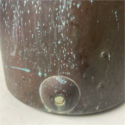 Twin handled copper boiling pan with fitting for a tap, H36cm, D39cm 